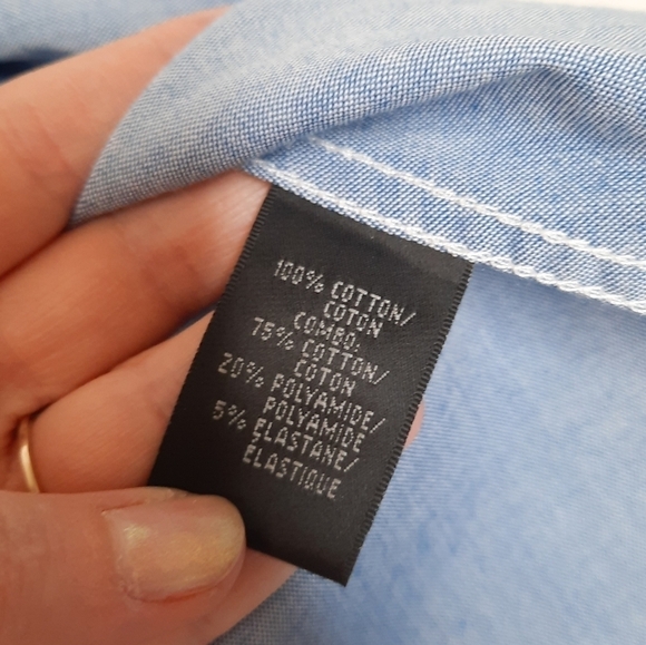 Lafayette 148 New York Indigo Rolled Tab Sleeve Button Down 6 - Picture 5 of 6